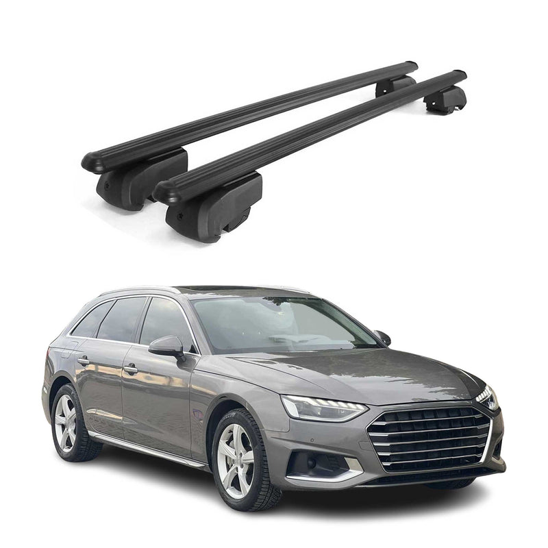 Barres de toit transversales pour Audi A4 B9 Break 2016-2025 2Pcs Alu Noir