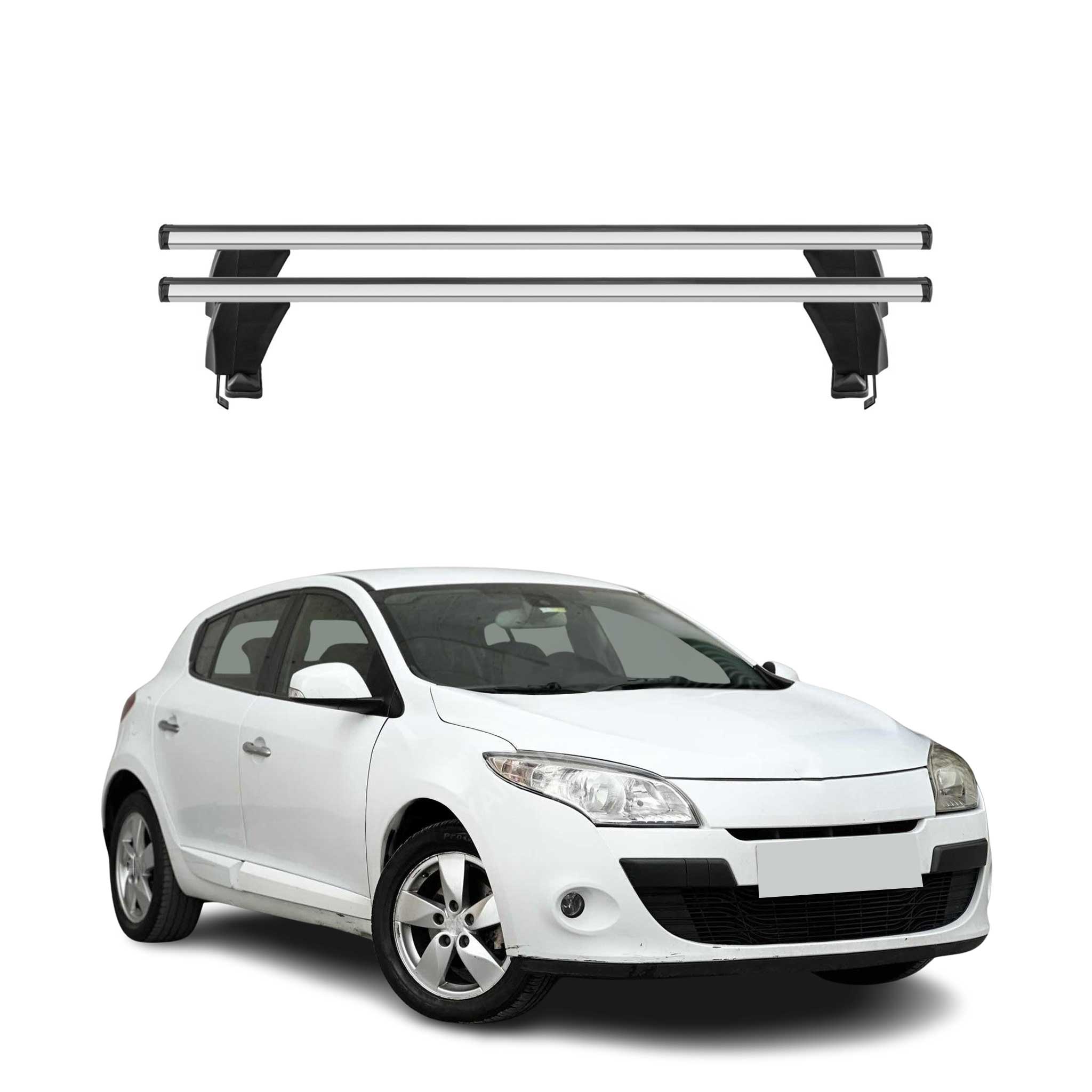 Menabo Barres de toit Transversales pour Renault Megane III 2008-2016 Alu Gris