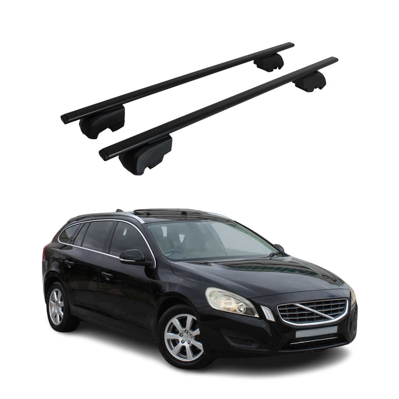 Barres de toit Transversales pour Volvo V60 2011-2018 Fer Noir ABE