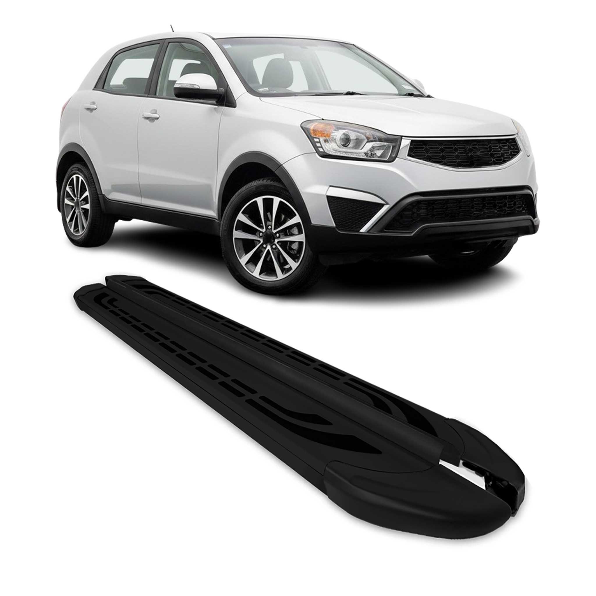 Marchepieds Latéraux pour Ssangyong Korando 2011-2019 Aluminium Noir 2Pcs
