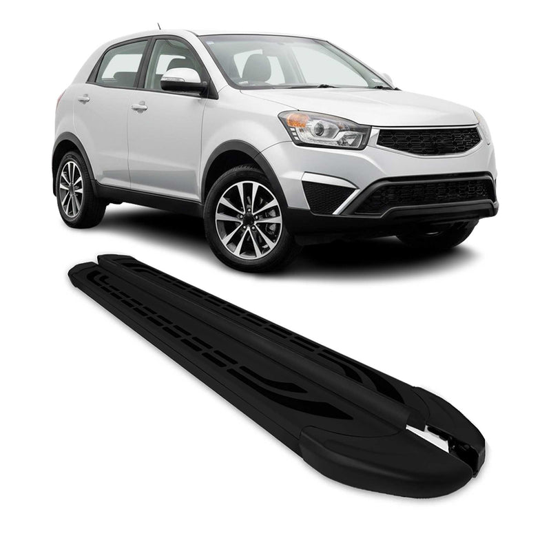 Marchepieds Latéraux pour Ssangyong Korando 2011-2019 Aluminium Noir 2Pcs