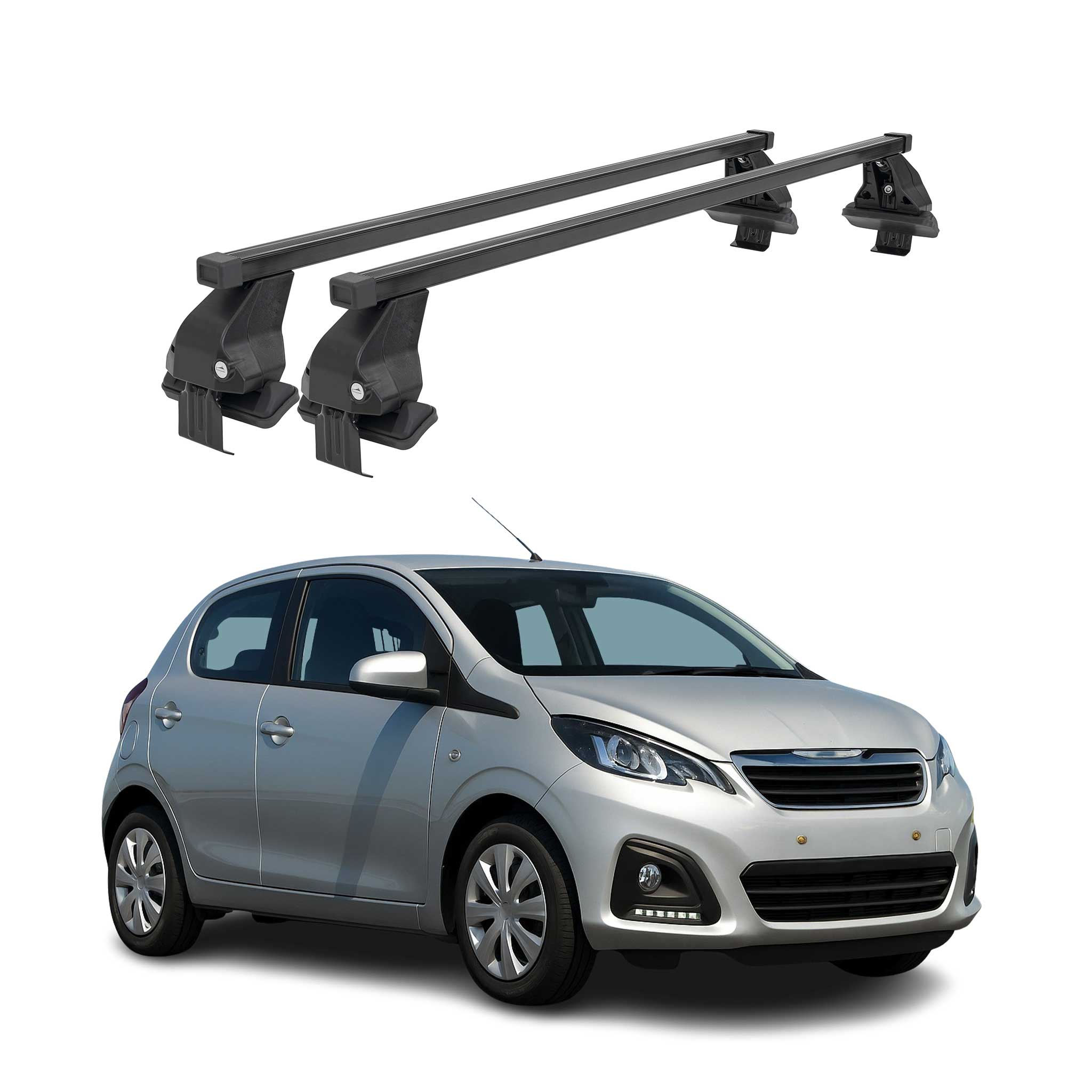 Barres Transversales Menabo pour Peugeot 108 2014-2022 Noir