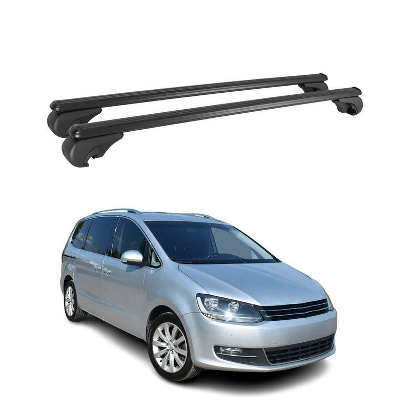Barres de toit Transversales pour VW Sharan 2010-2024 Aluminium Noir
