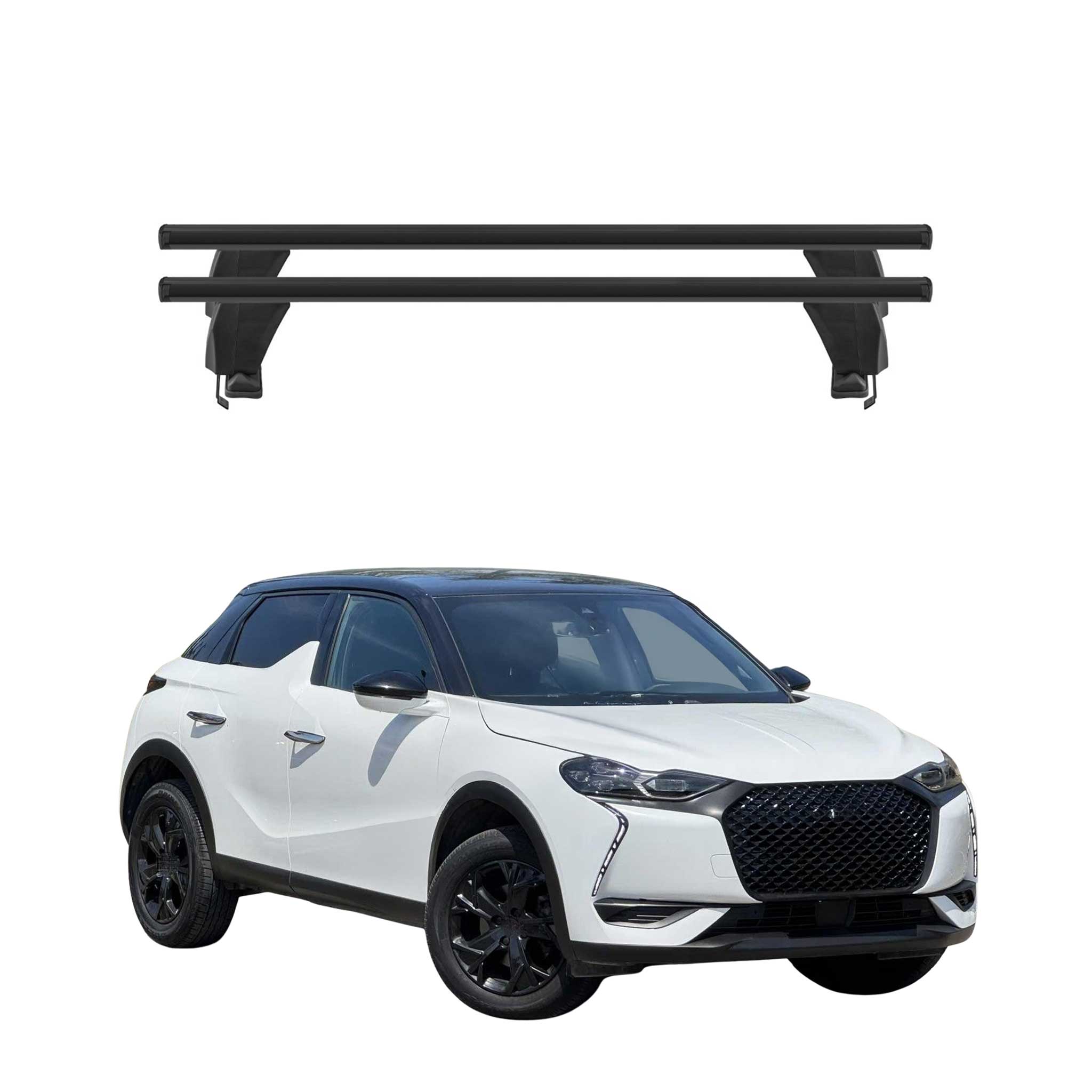 Menabo Barres de toit Transversales pour DS3 Crossback 2018-2026 Noir ABE 2x
