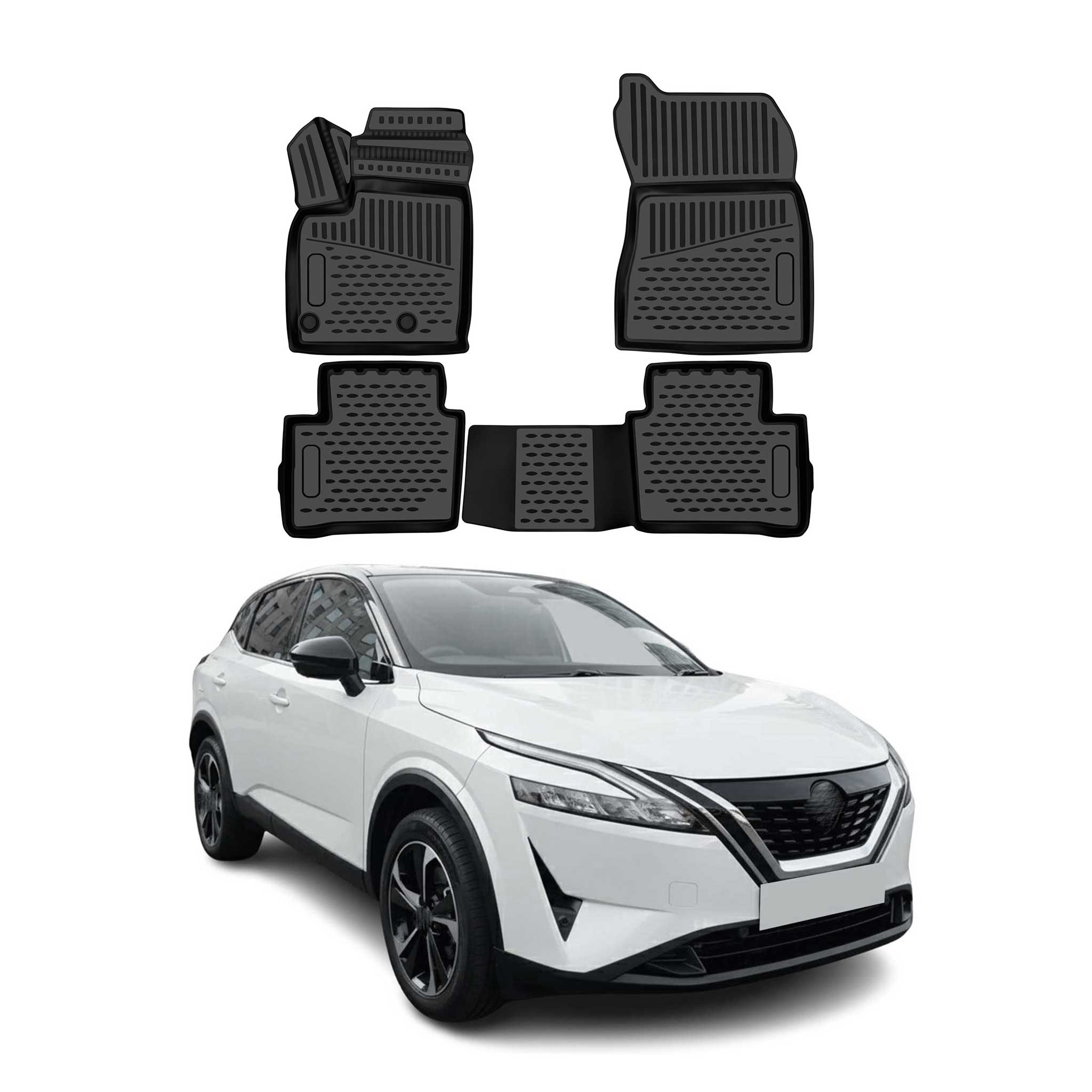 OMAC Tapis de sol pour Nissan Qashqai J12 2021-2026 en caoutchouc Noir 4Pcs