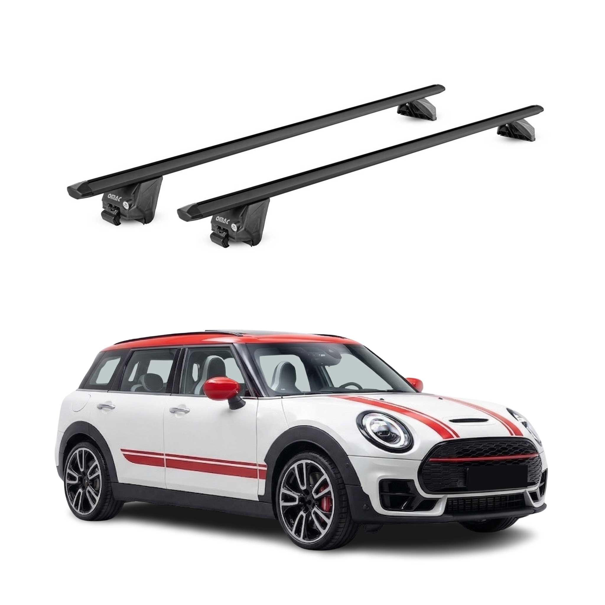 Barres de toit transversales pour Mini Clubman mk2 F54 2015-24 Noir 2 pièces ABE
