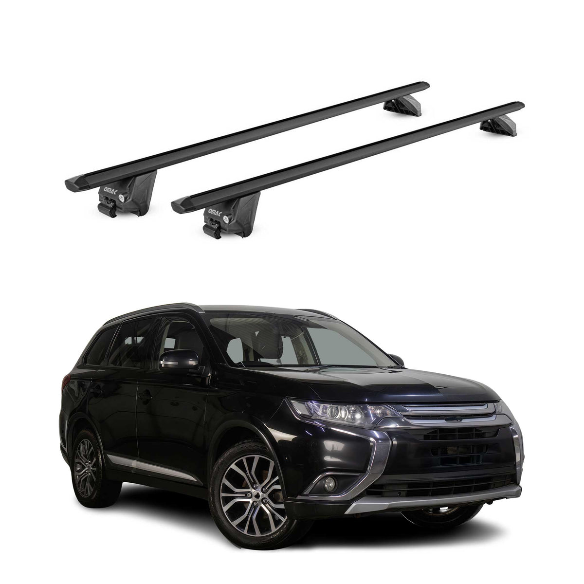 Barres de toit pour Mitsubishi Outlander III 2013-2021 Alu Noir 2 pièces ABE