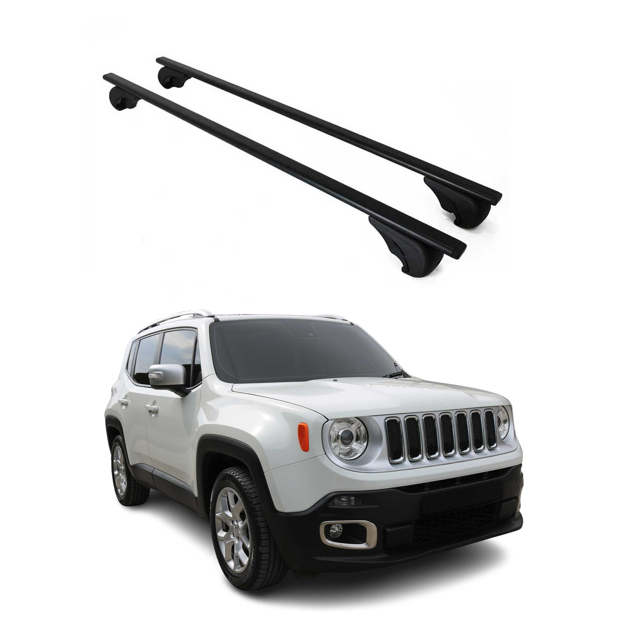 Barres de toit Transversales pour Jeep Renegade 2015-2025 Fer Noir