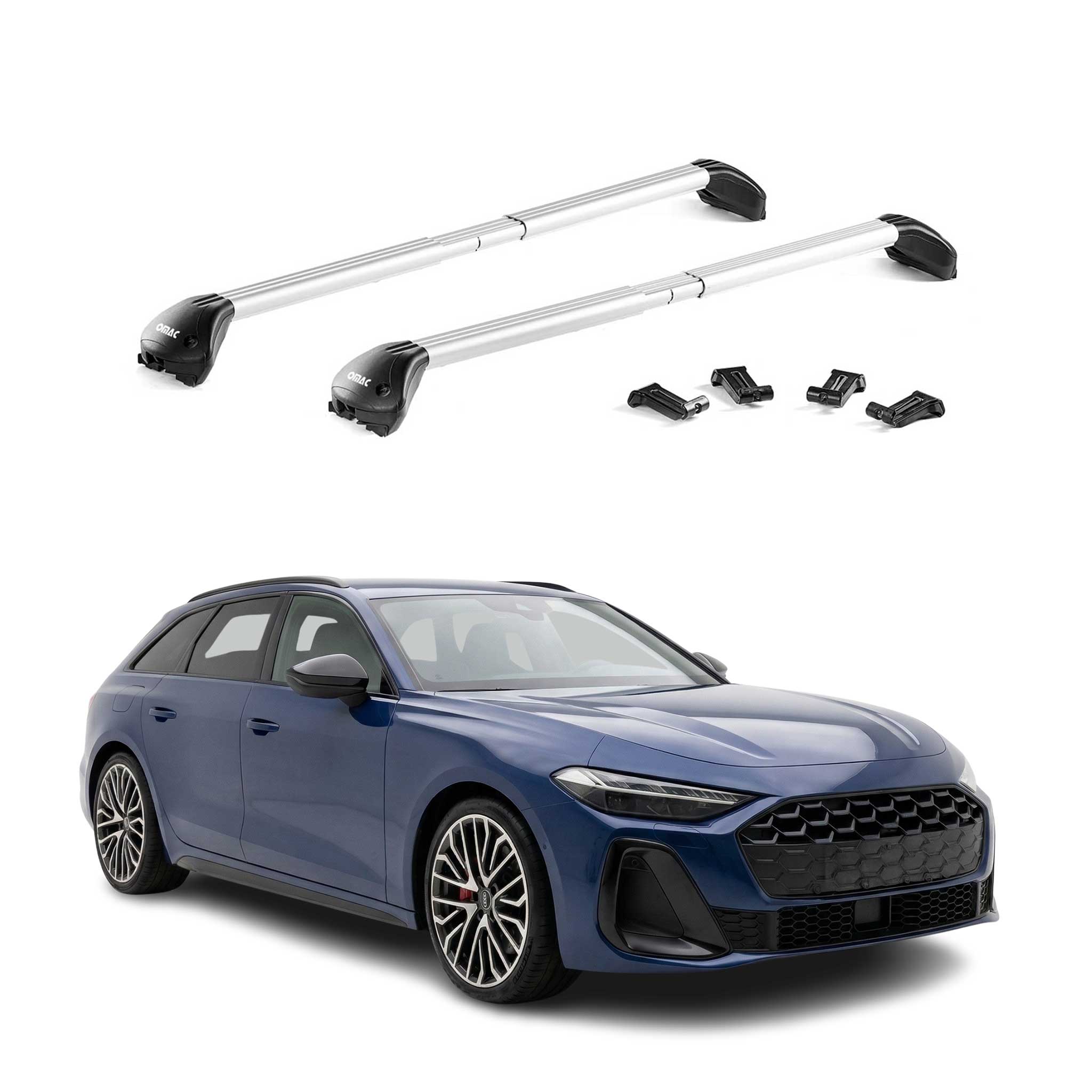 Barres de toit transversales pour Audi A5 B10 Break 2025-2026 Alu Gris 2x ABE