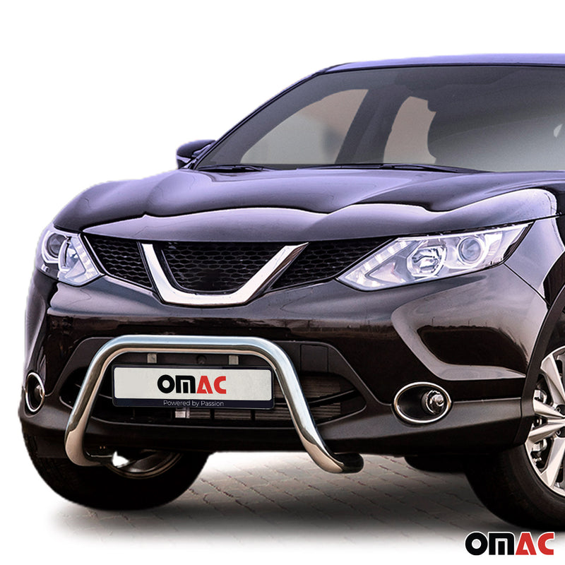 Pare-Buffle Avant Pour Nissan Qashqai 2013-2017 en Acier Inoxy Argent