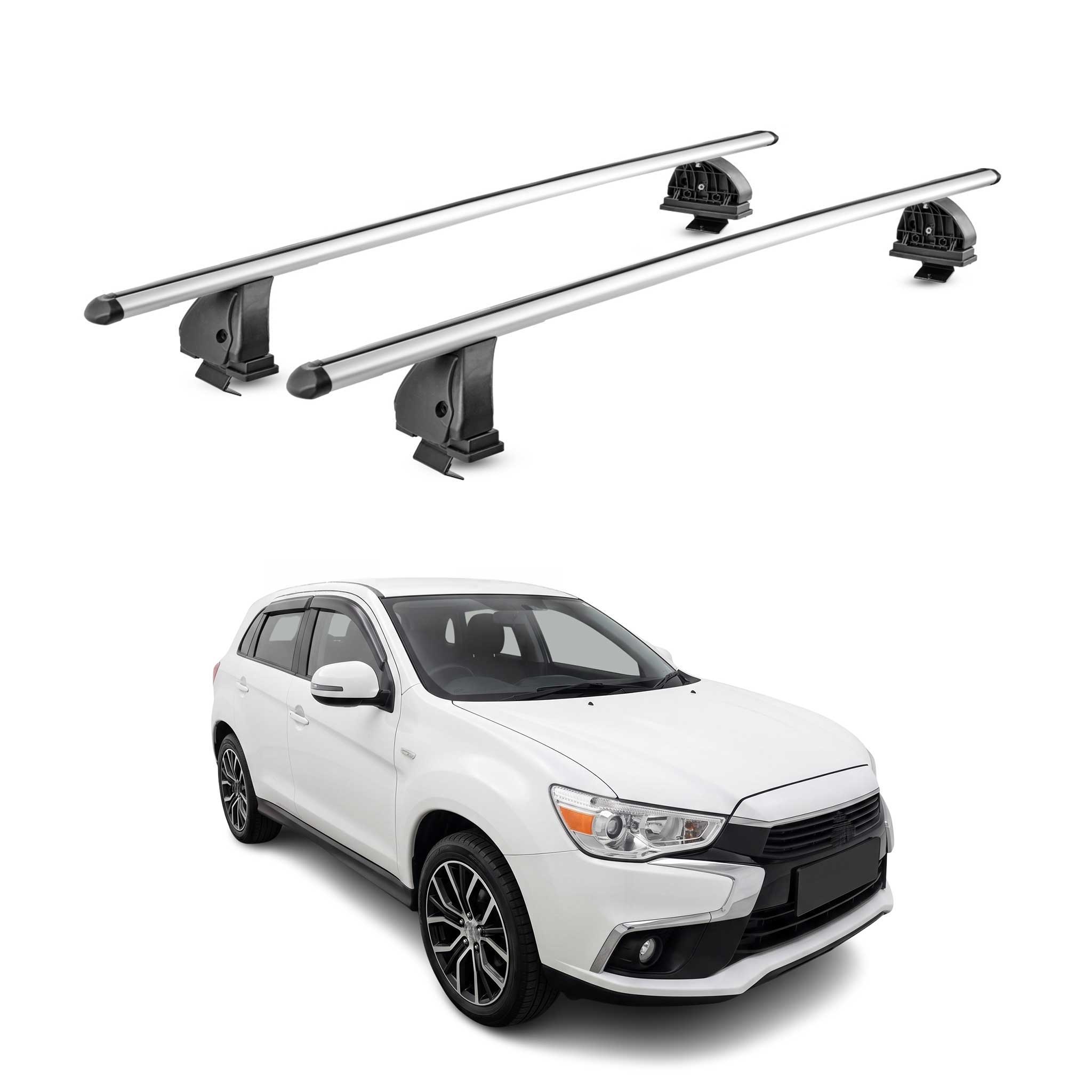 Barres de toit transversales Alu pour Mitsubishi ASX I 2010-2022 TÜV Gris 2Pcs