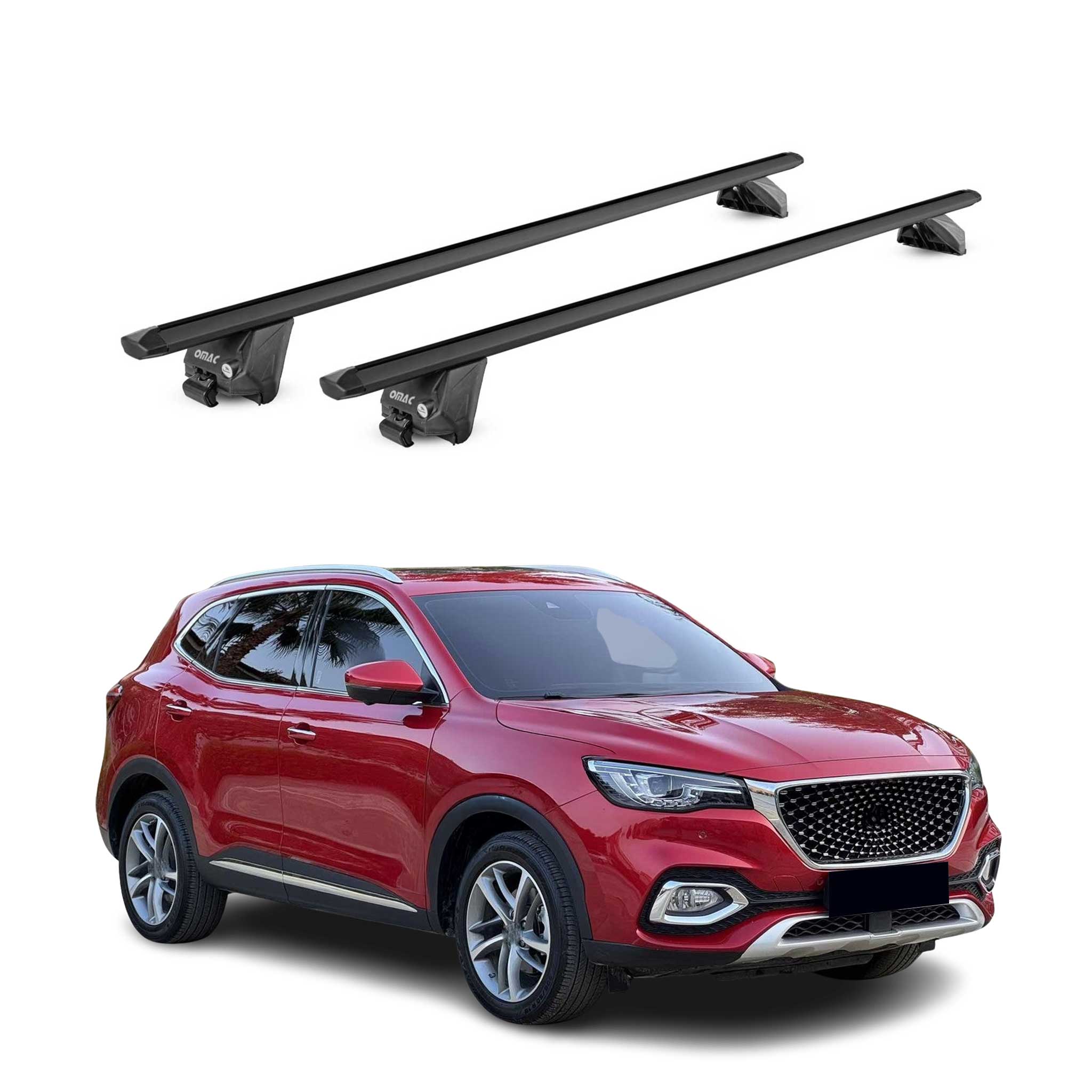 Barres de toit transversales pour MG EHS 2018-2025 Alu Noir 2 pièces ABE