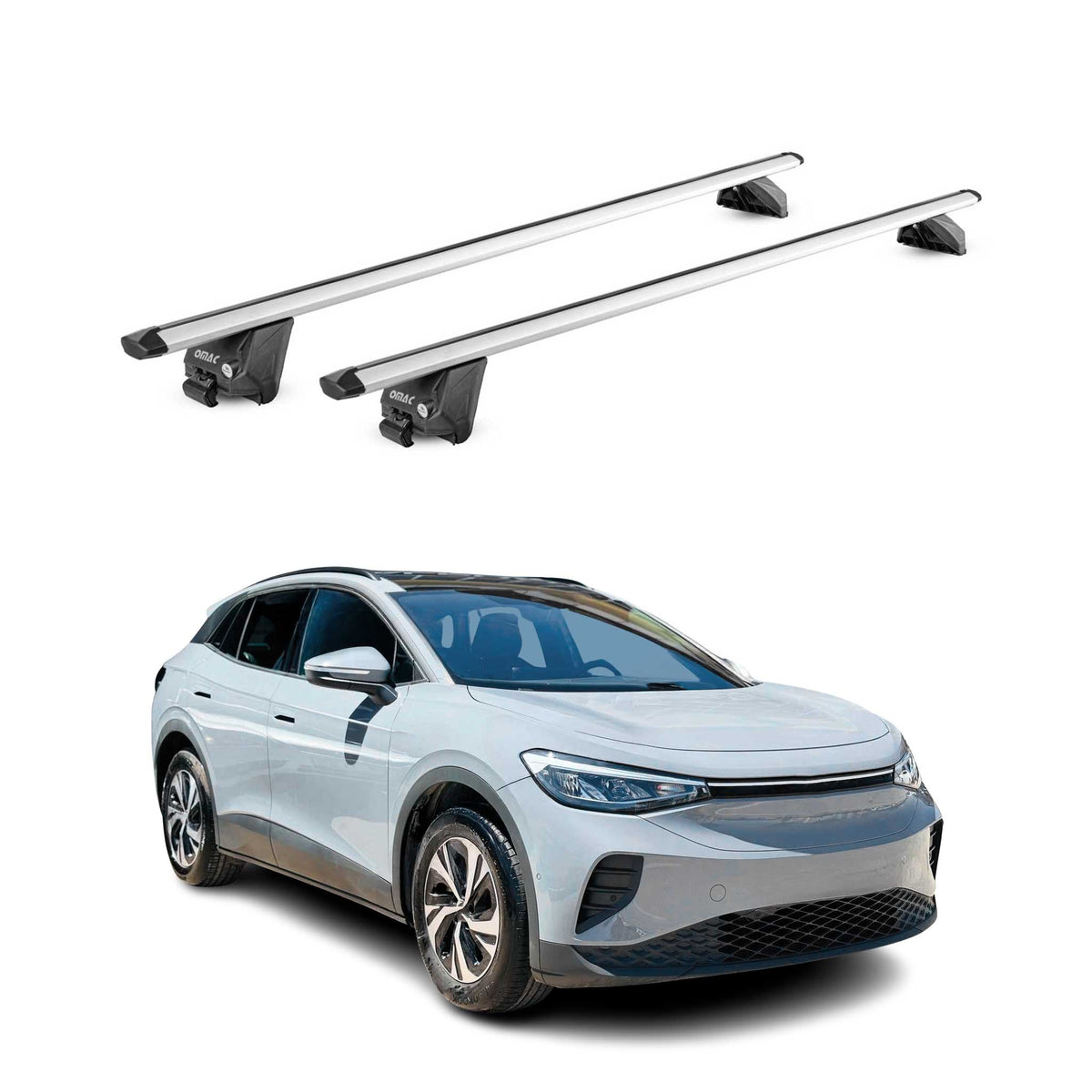 Barres de toit transversales pour VW ID4 2021-2026 Alu Gris Argenté 2 pièces ABE