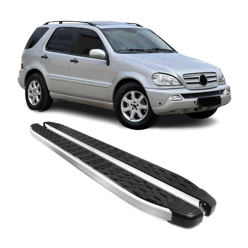 Marchepieds Latéraux pour Mercedes Classe M W163 1998-2005 Gris Noir Aluminium