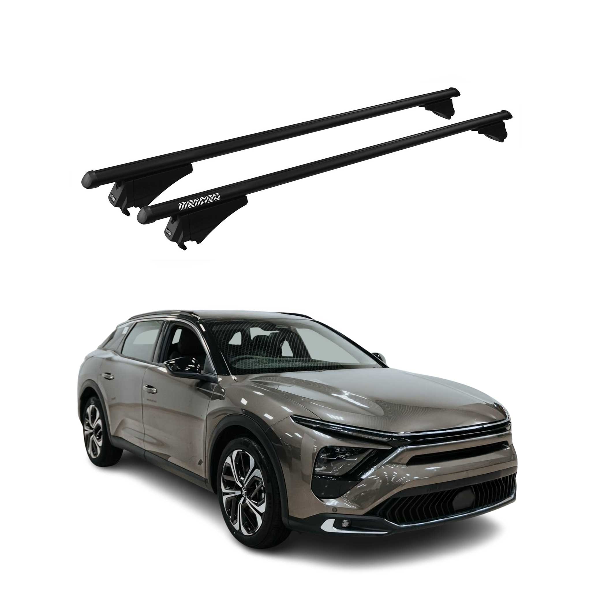 Tiger Barres de toit transversales pour Citroen C5 X 2022-2026 Alu Noir 2x