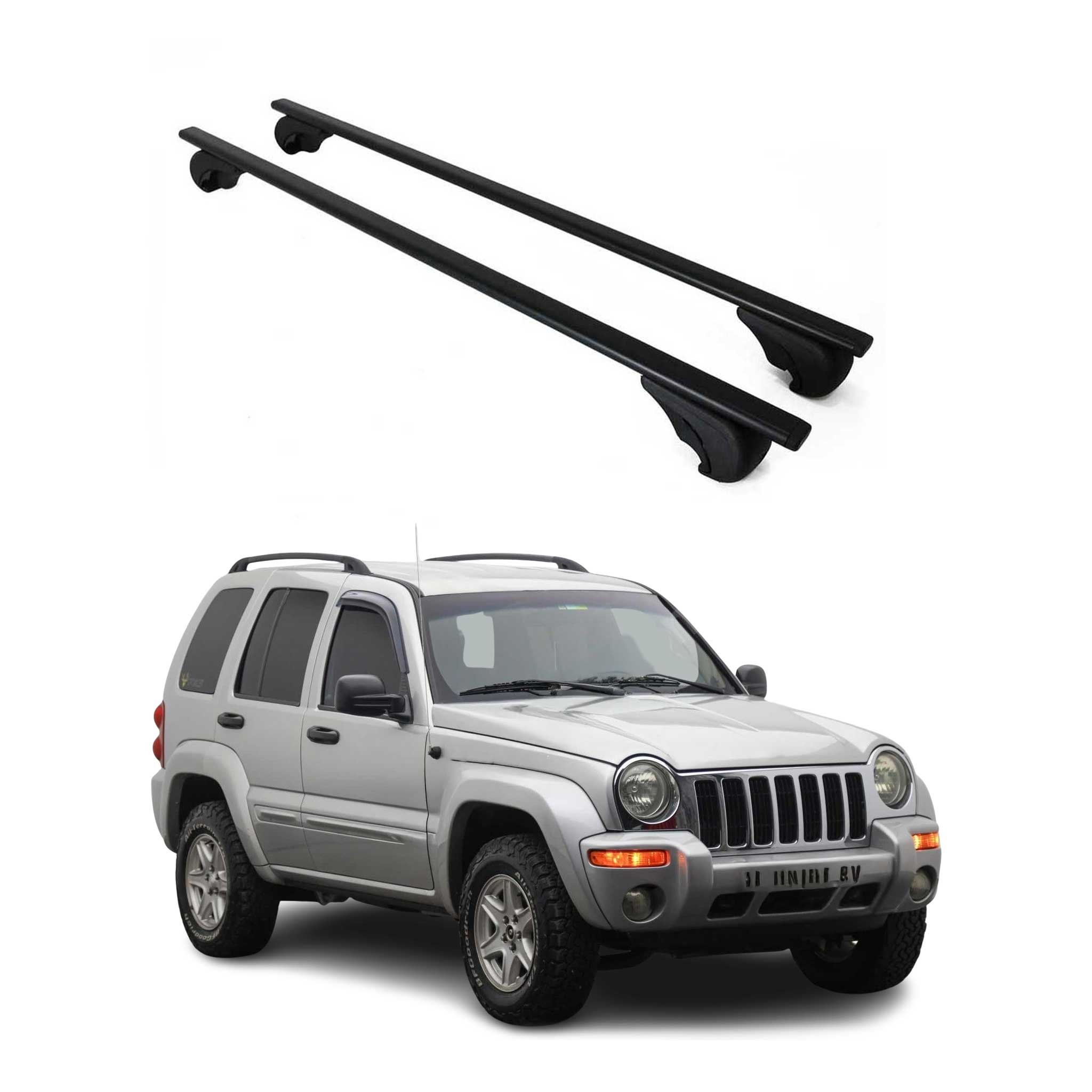 Barres de toit Transversales pour Jeep Cherokee KJ 2001-2008 Fer Noir