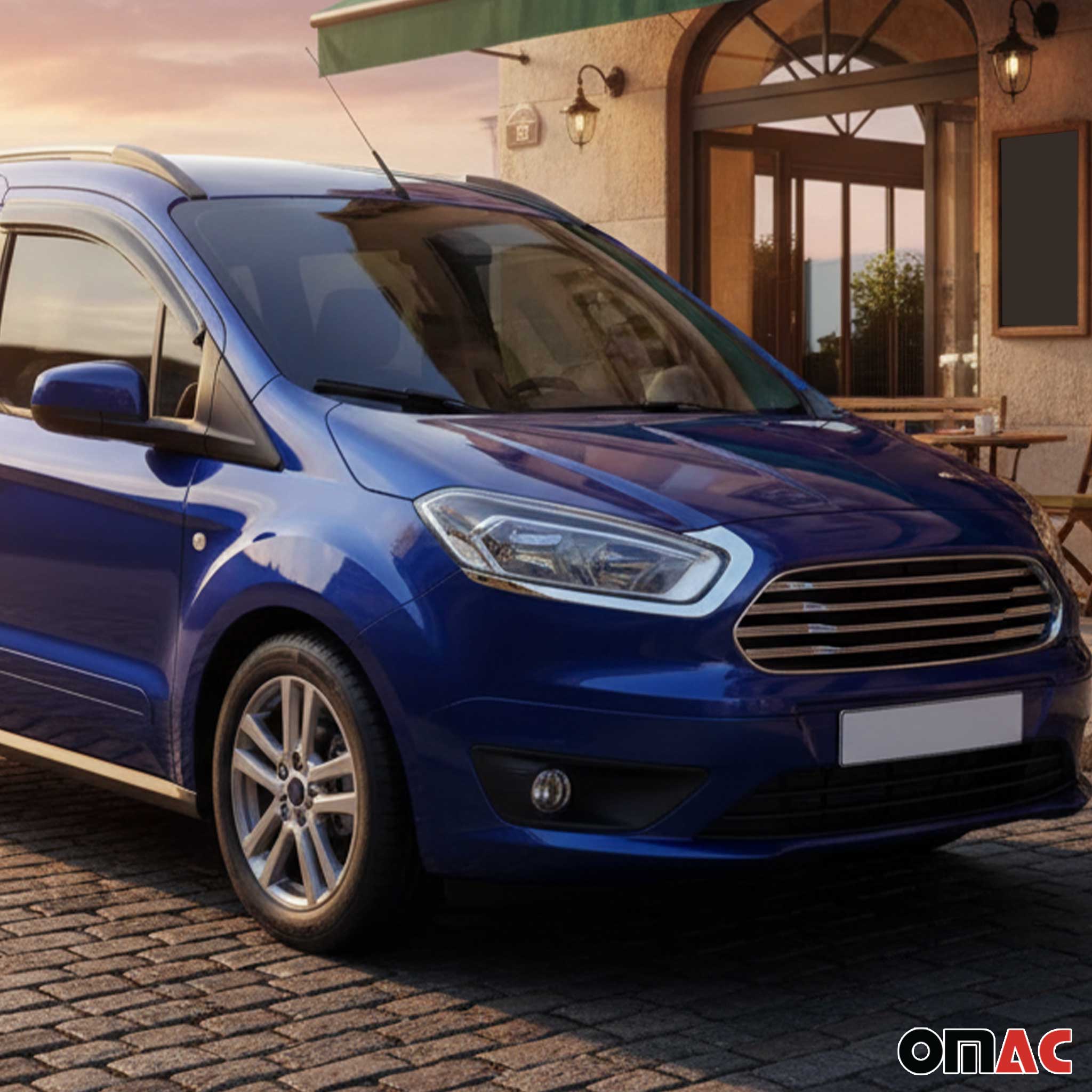 Baguettes de Phare Avant - pour Ford Tourneo Courier 2014-2024 inoxy chromé
