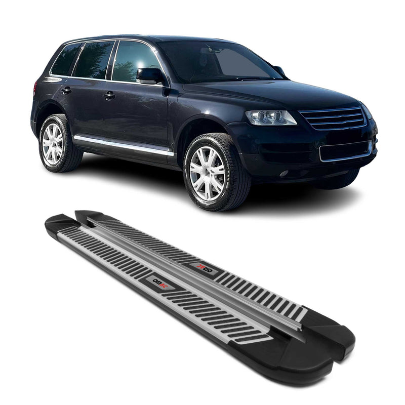 Marchepieds Latéraux pédale pour VW Touareg 2003-2010 Noir Gris Aluminium 2Pcs