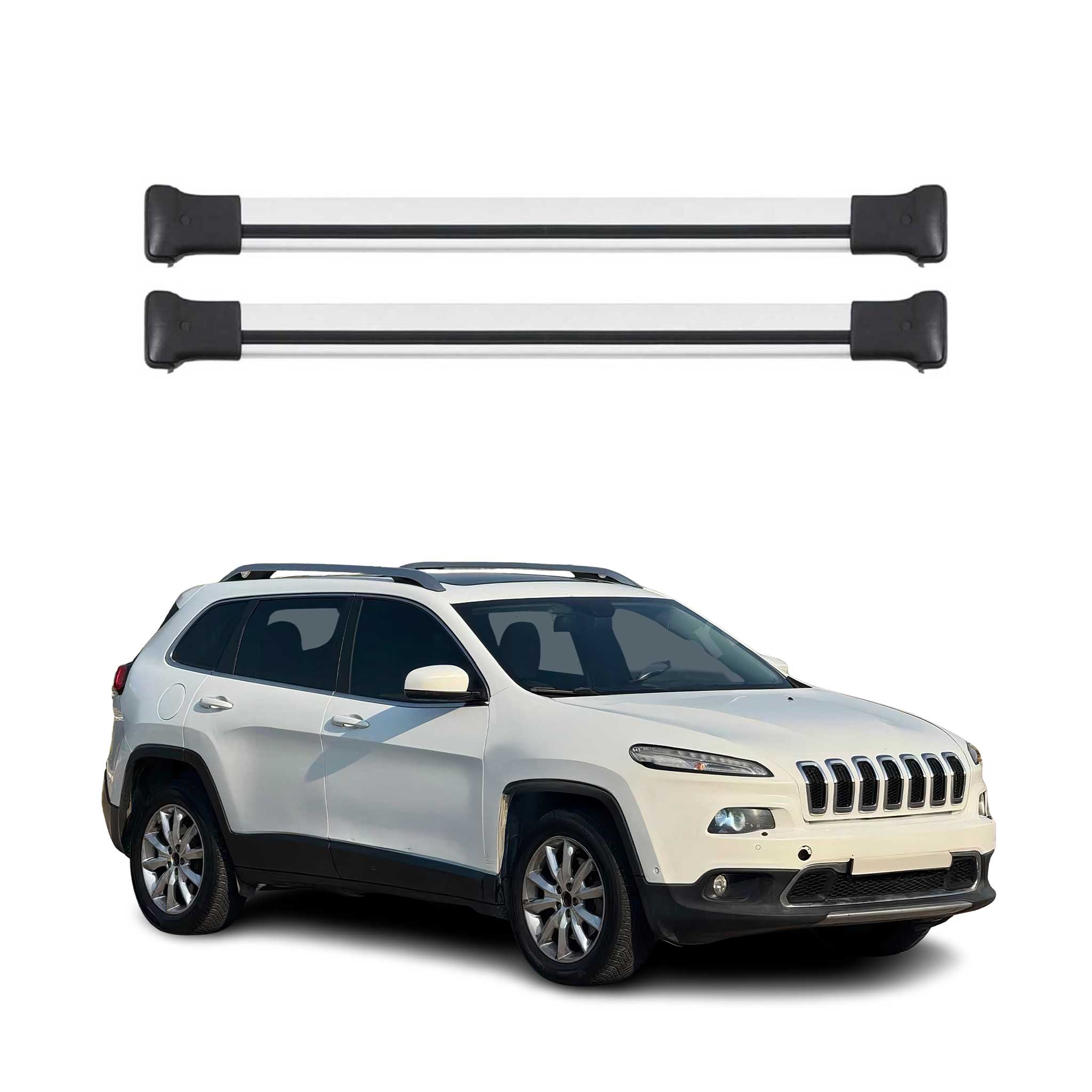 Barres de toit transversales pour Jeep Cherokee Limited 2011-2014 Alu Gris