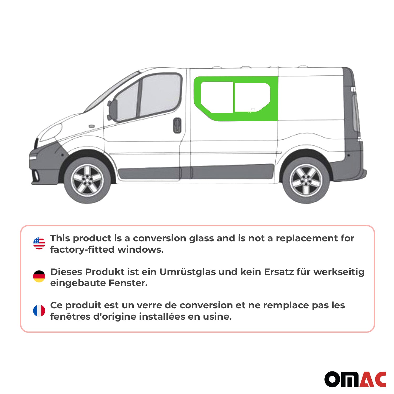 Vitre de Porte pour Renault Trafic 2001-2014 L1/L2 Avant Gauche non coulissante