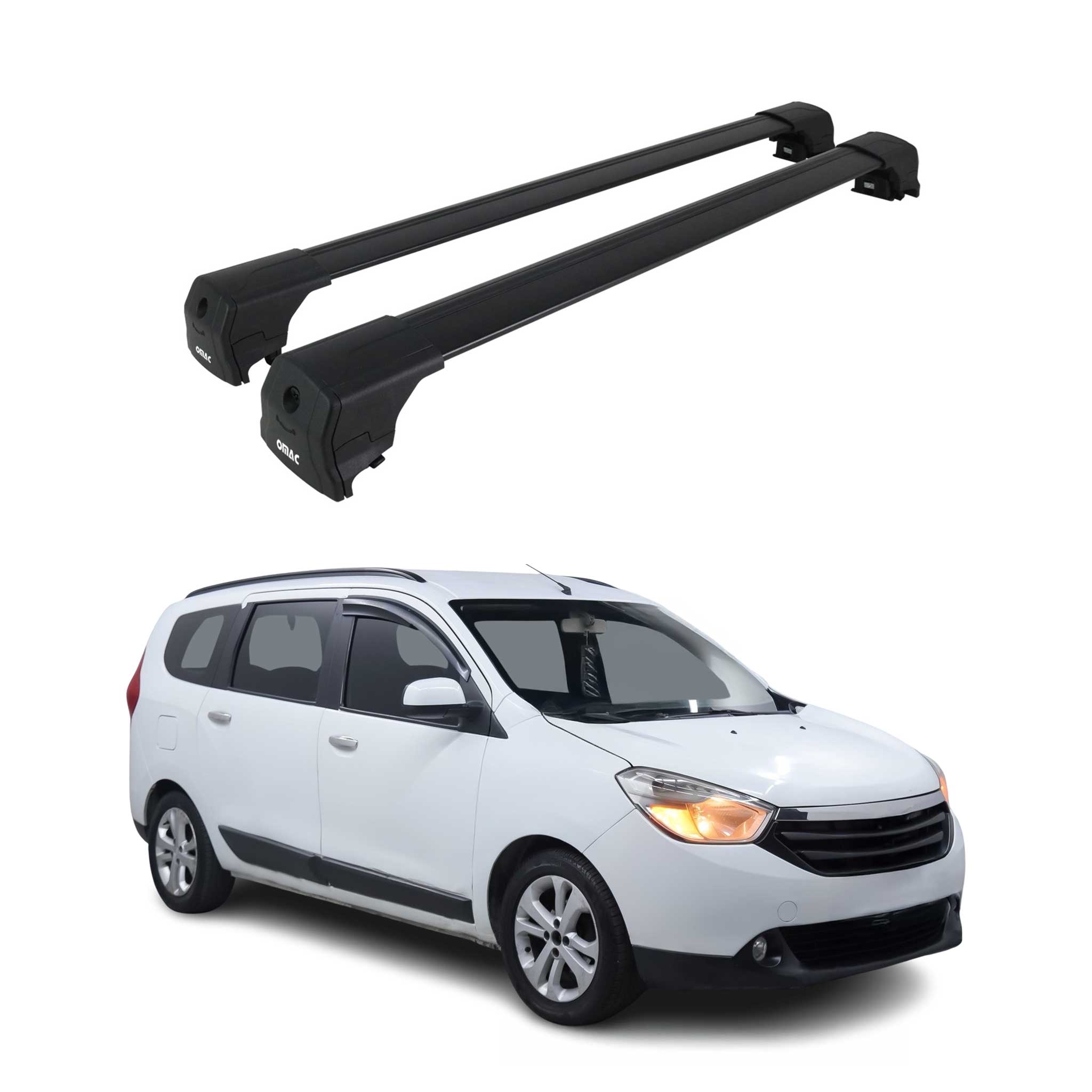Barres De Toit Transversales pour Dacia Lodgy 2012-2023 Aluminium Noir ABE