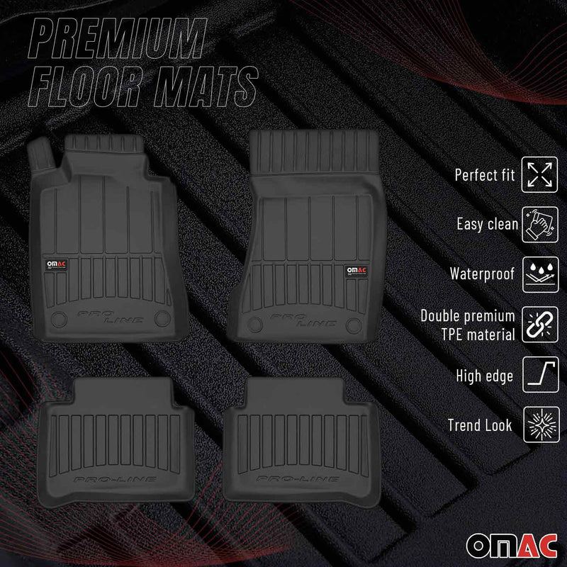 OMAC Tapis de sol en caoutchouc pour Mercedes Classe E 2003-09 Noir Premium