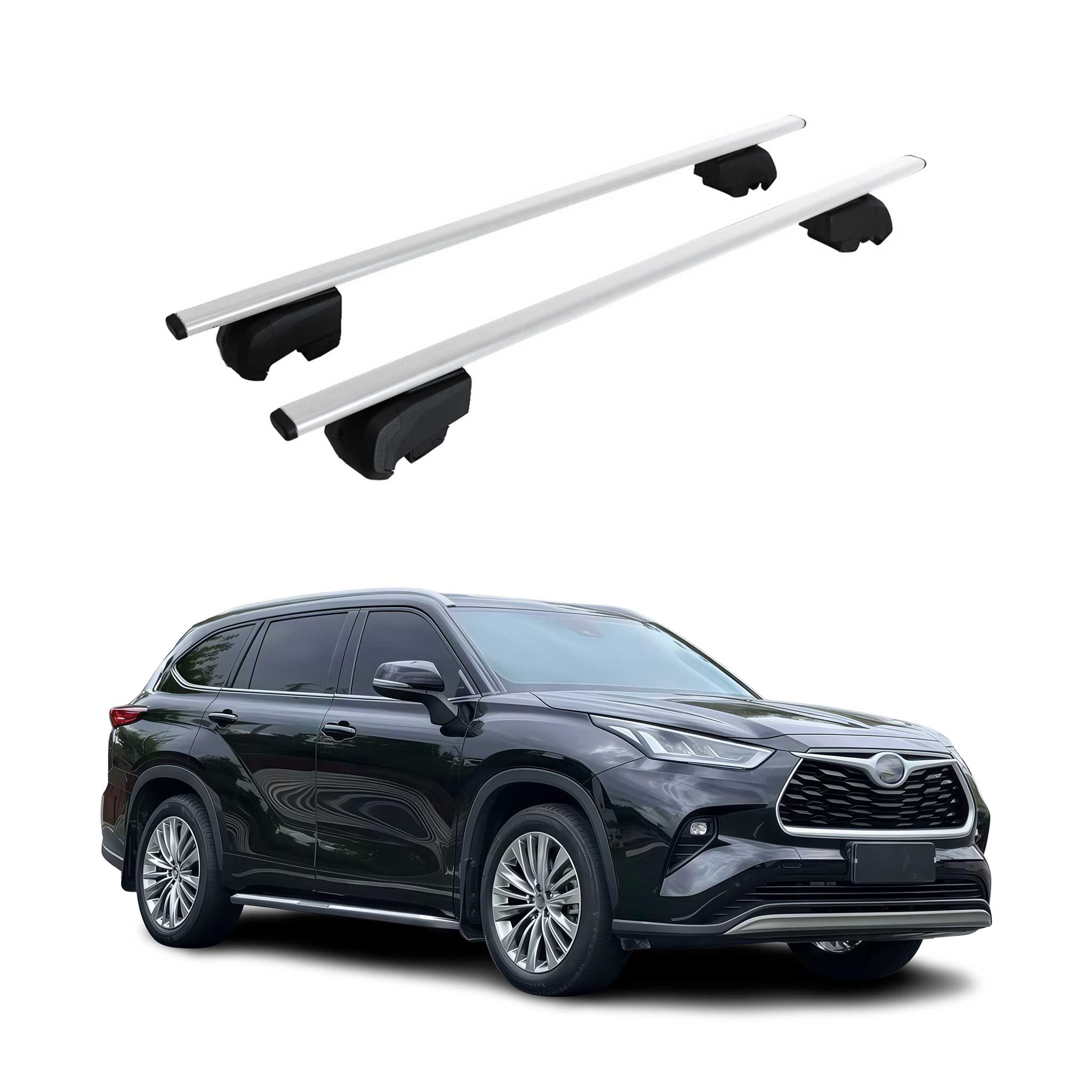 Barres de toit Transversales pour Toyota Highlander 2020-2023 Fer Argent ABE