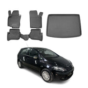 Kit Tapis de sol et coffre pour VW Golf Plus 2004-2014 en Caoutchouc TPE Noir