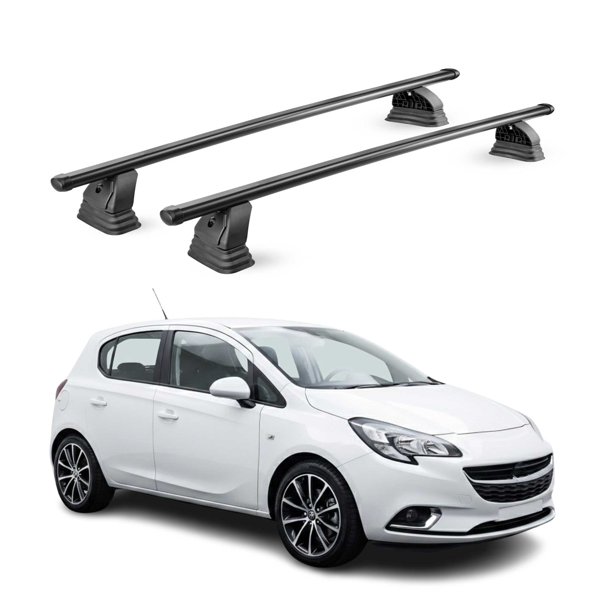 Barres de toit transversales acier pour Opel Corsa E 2014-2019 TÜV 75 kg Noir 2x