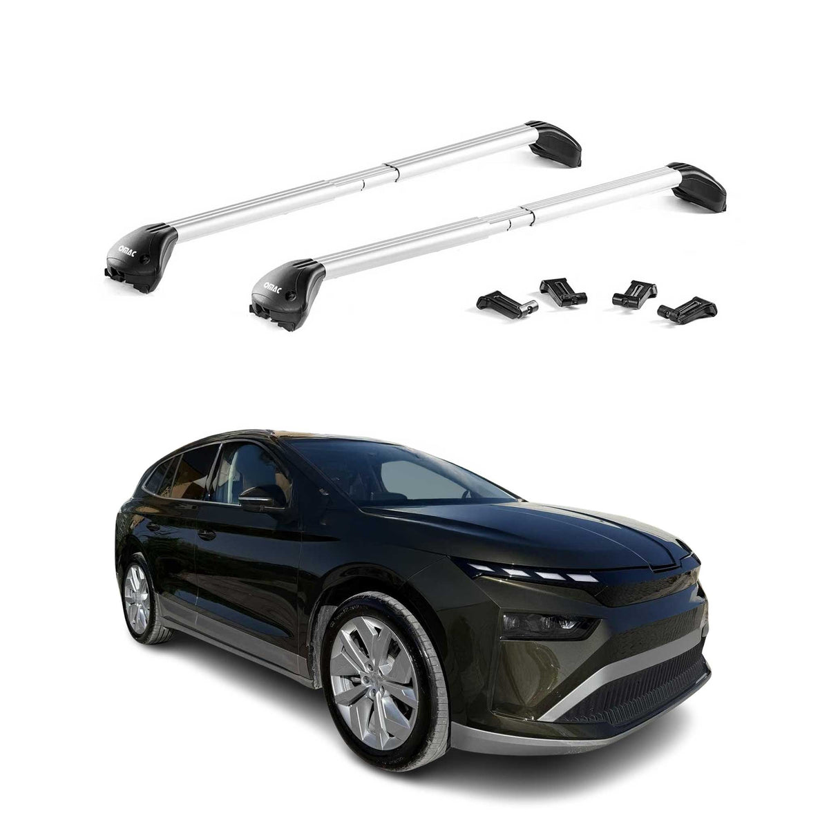 Barres de toit transversales pour Skoda Enyaq 2020-2026 Alu Gris Argenté 2x ABE