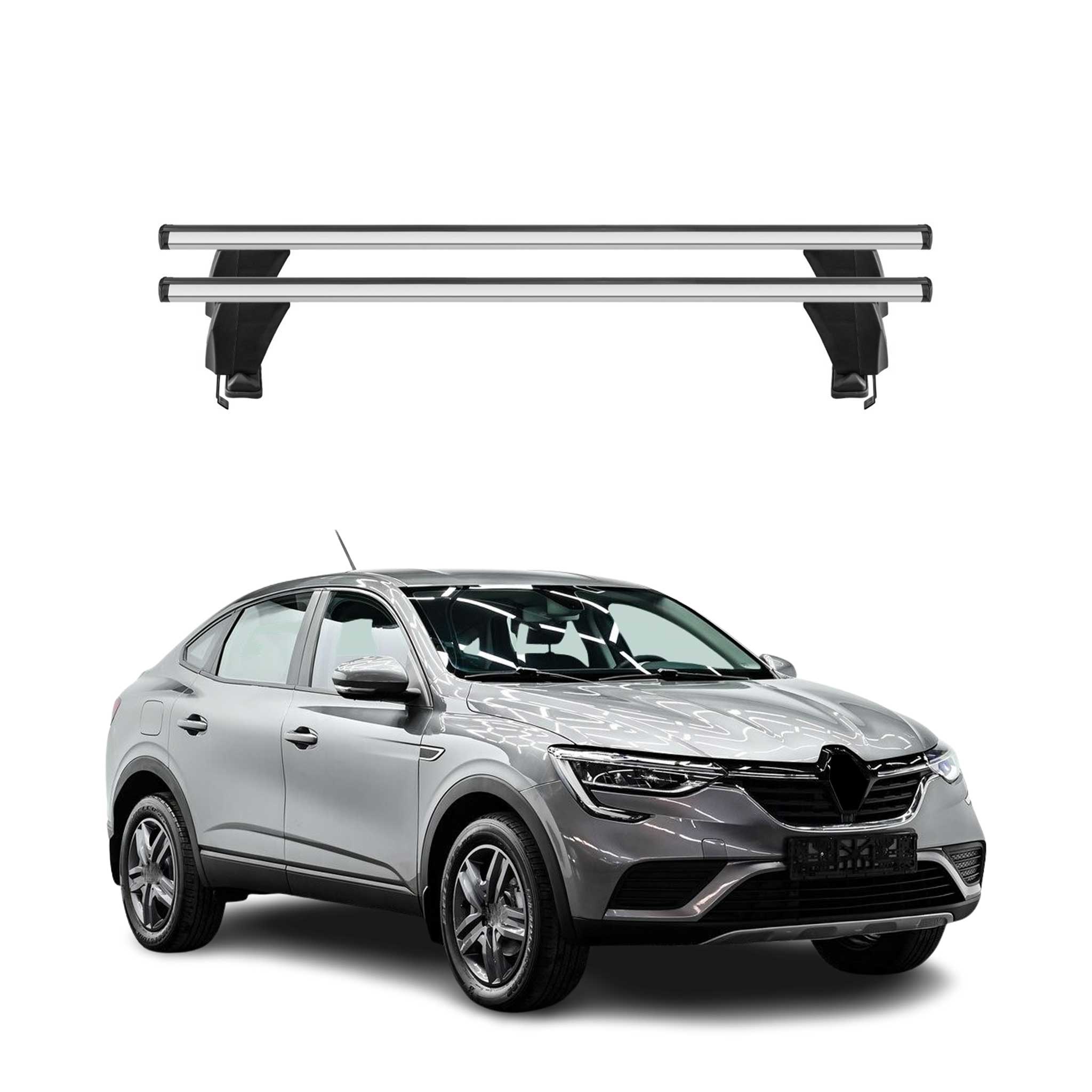 Menabo Barres de toit transversales pour Renault Arkana 2019-2026 Alu Gris 2x