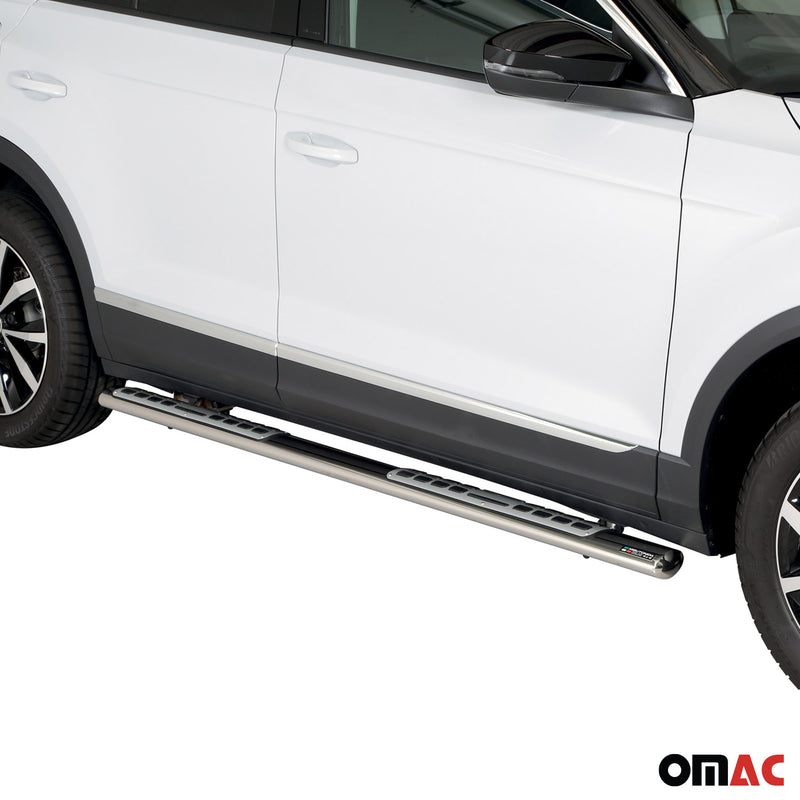 Marchepieds Latéraux pour VW T-Roc 2017-2025 Acier Inoxydable Argent