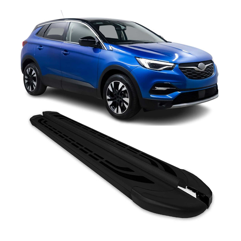 Marchepieds Latéraux pour Opel Grandland X 2017-2024 Aluminium Noir 2Pcs