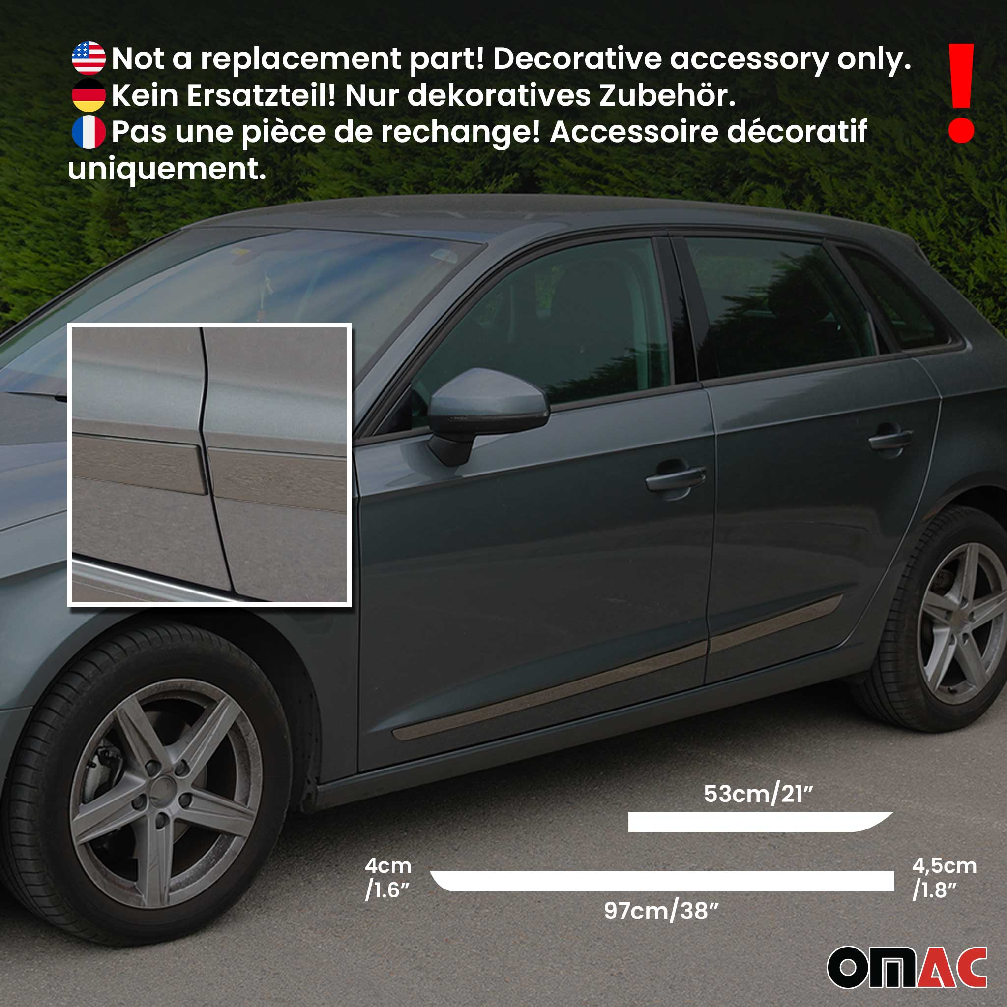 Baguette protection Latérale de porte pour VW Sharan 2010-2023 Chromé Foncé 4x