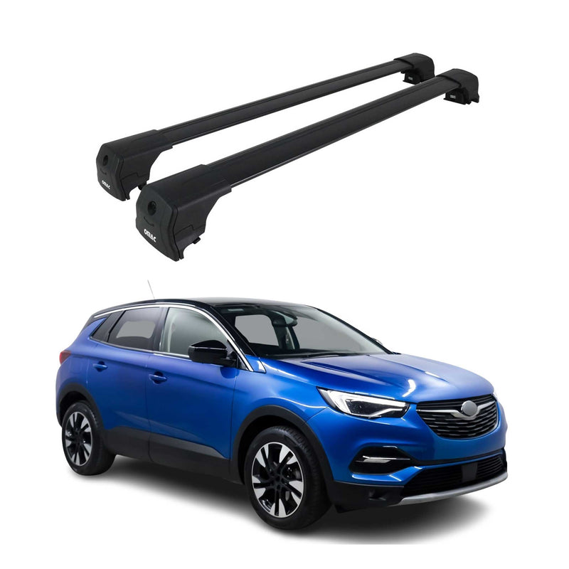 Barres De Toit Transversales pour Opel Grandland X 2017-2025 Alu Noir ABE