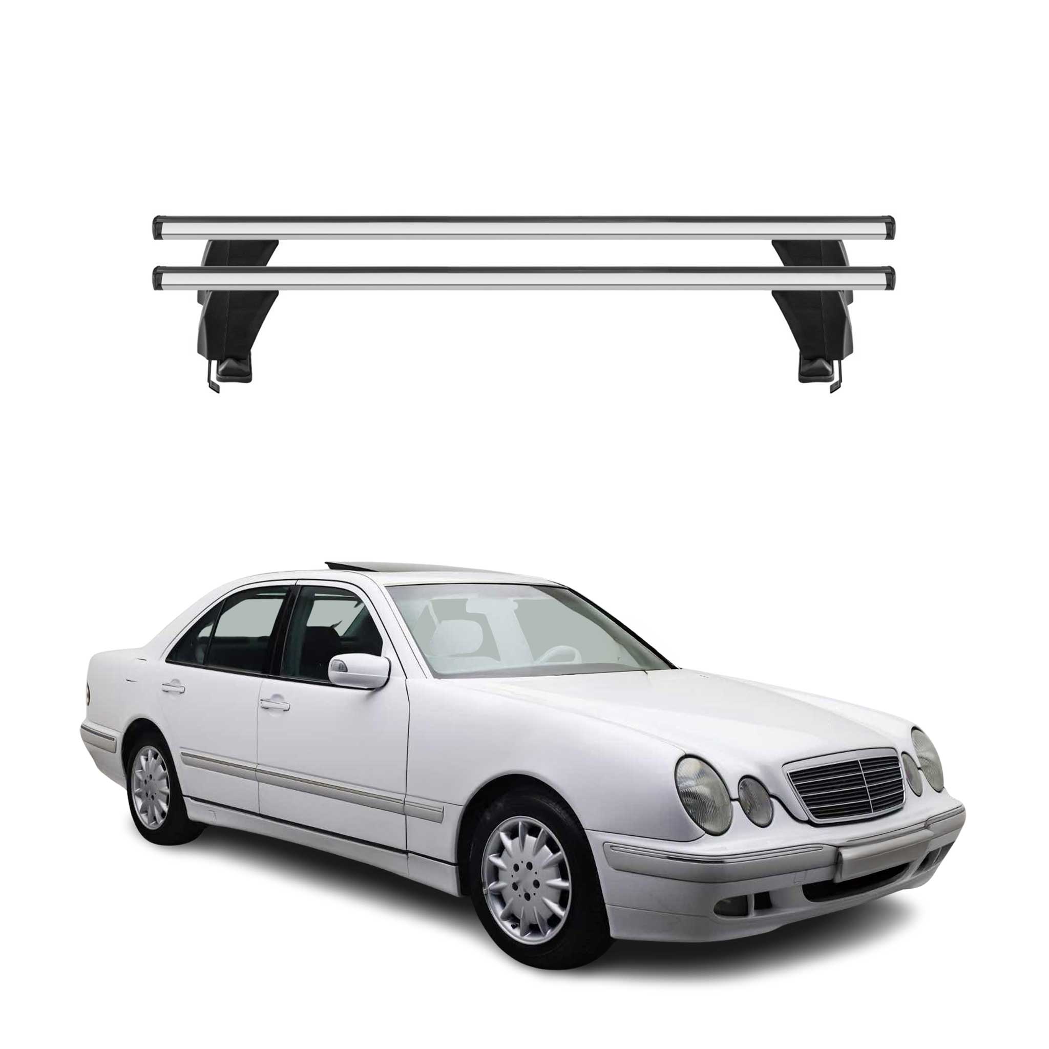 Menabo Barres de toit Transversales pour Mercedes Classe E W210 1995-2002 Gris