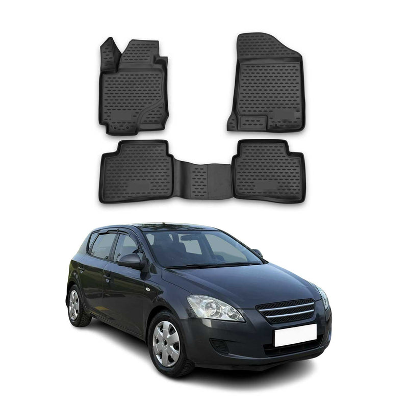 OMAC Tapis de sol pour Kia Ceed 2006-2012 sur mesure en caoutchouc Noir