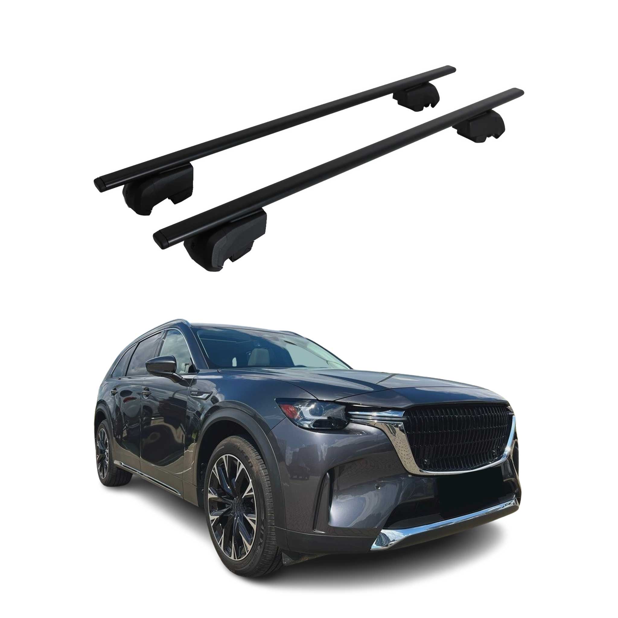 Barres de toit Transversales pour Mazda CX-90 2025 Fer Noir ABE
