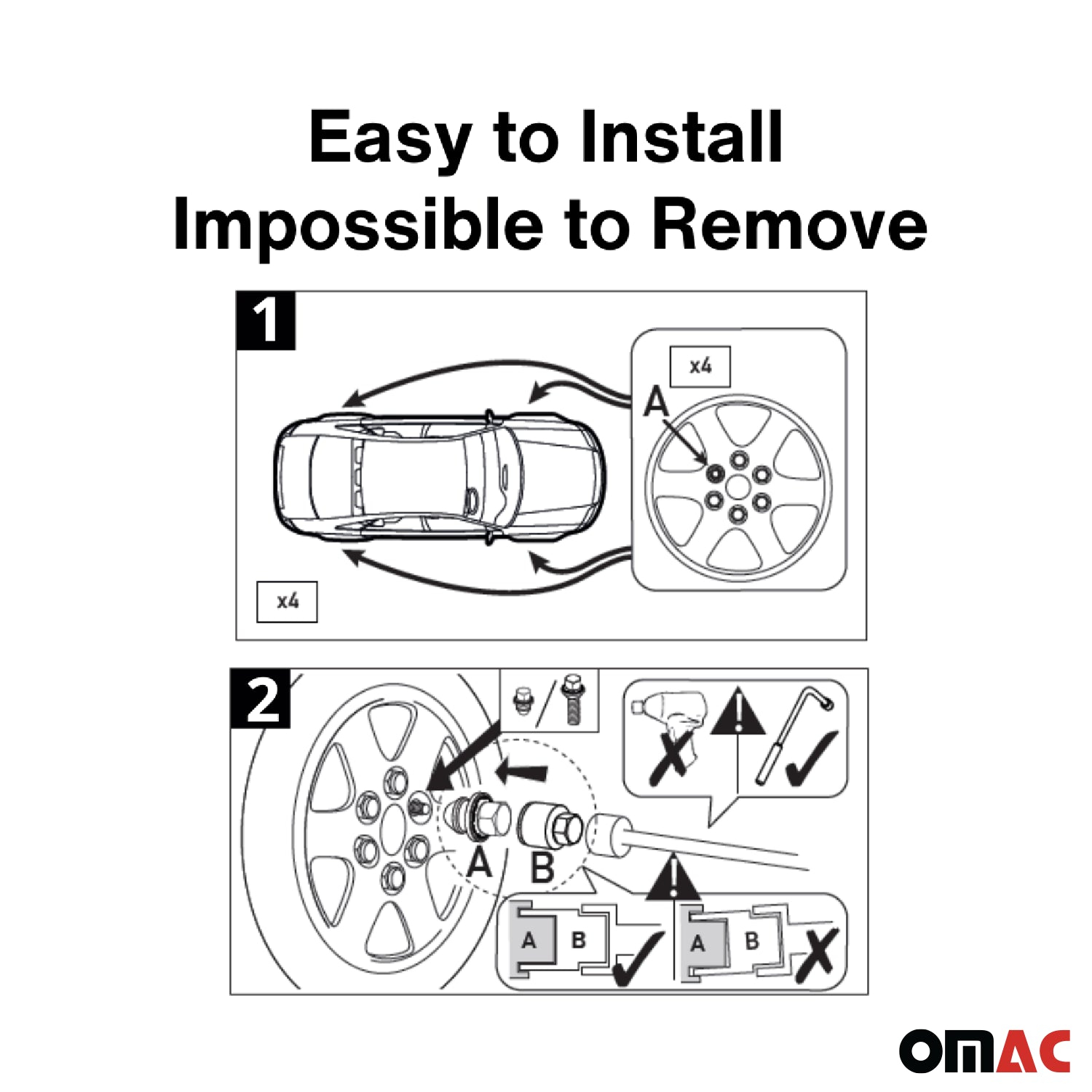 Vis de roue antivol pour Toyota Prius II III IV V 2004-2026 Acier Gris M12X1,5