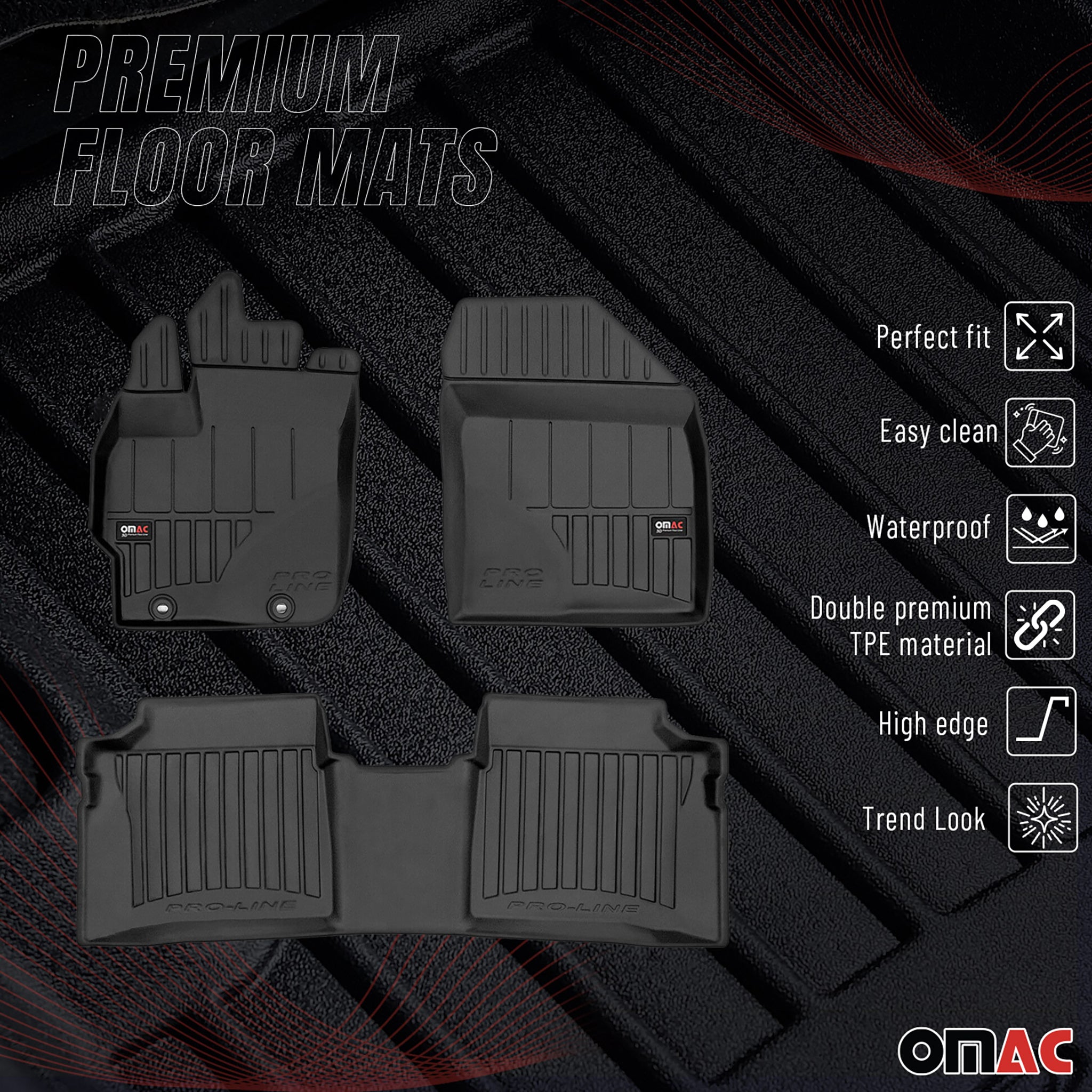 Tapis de Sol pour Toyota Prius 2010-2015 TPE Noir
