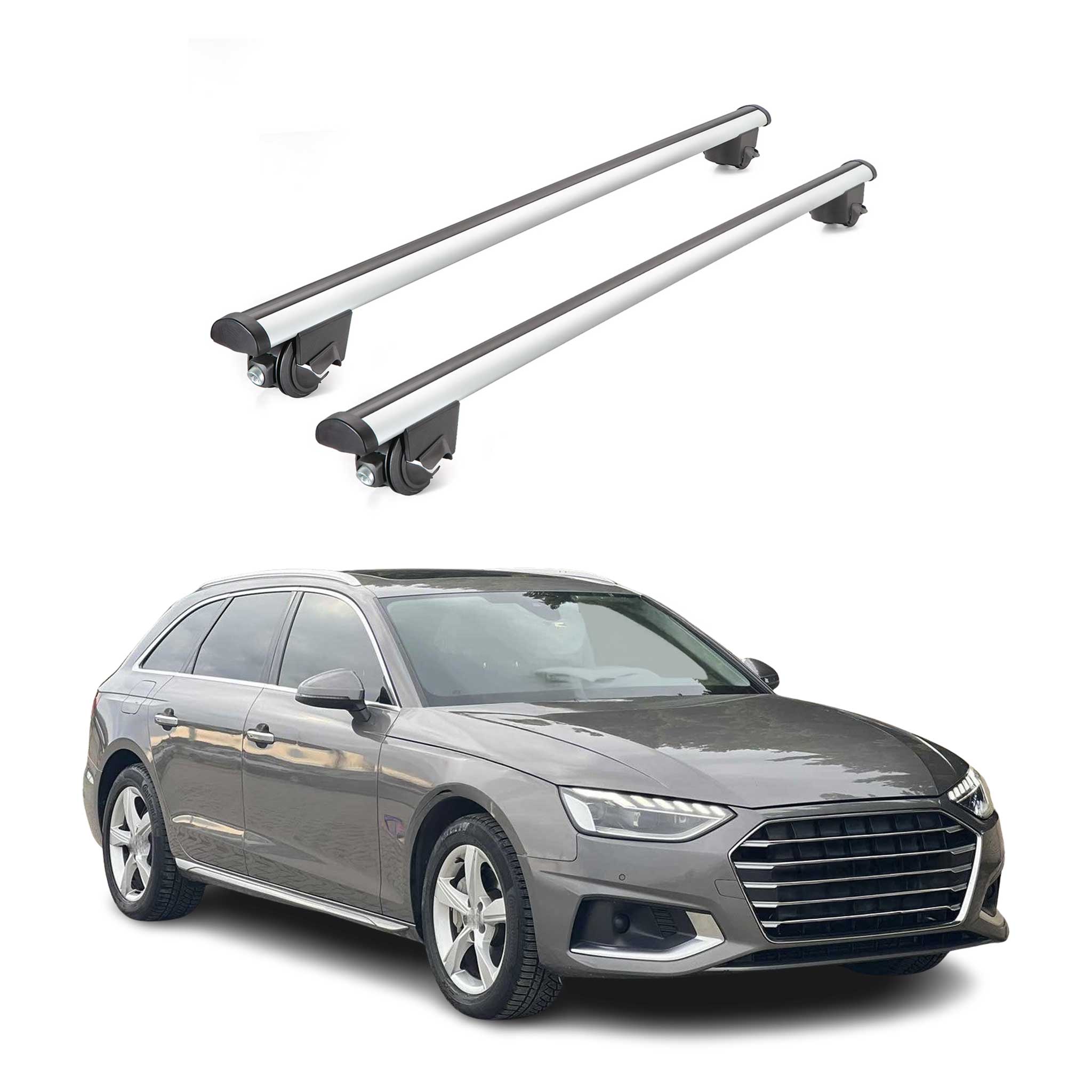 Barres de toit transversales pour Audi A4 Avant 2016-2020 2 pcs en Alu gris TÜV ABE
