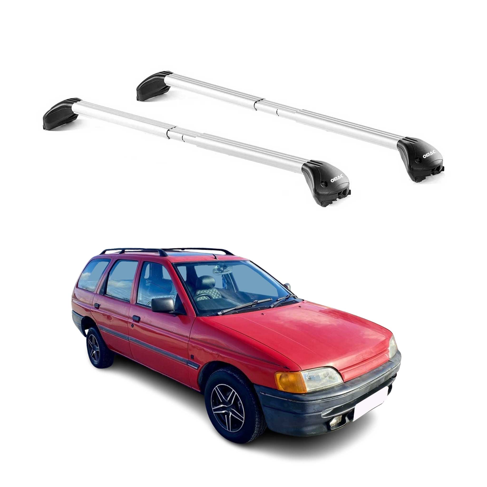 Barres de toit pour Ford Escort Wagon 1993-2000 5P Gris Argenté 2 pièces ABE