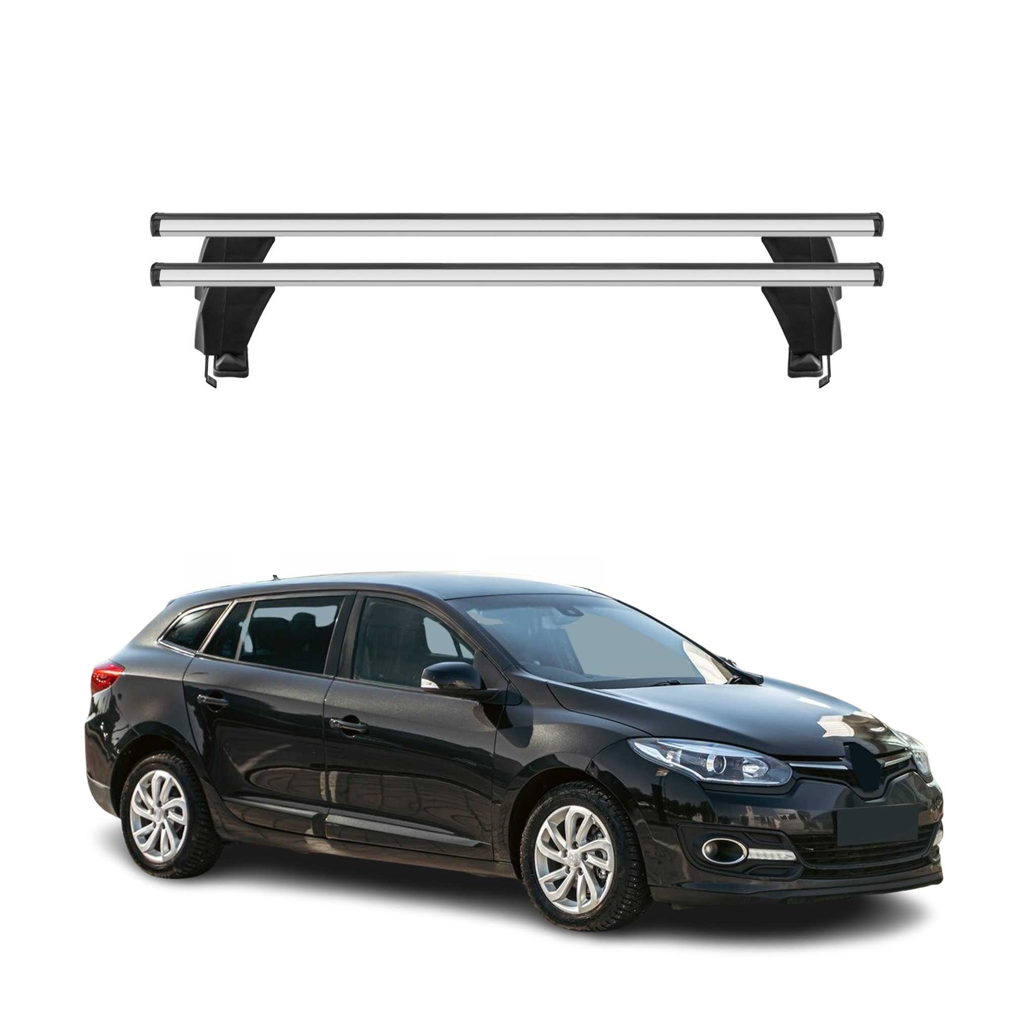 Barres de toit transversales pour Renault Megane III Sportour 2009-2016 Alu Gris