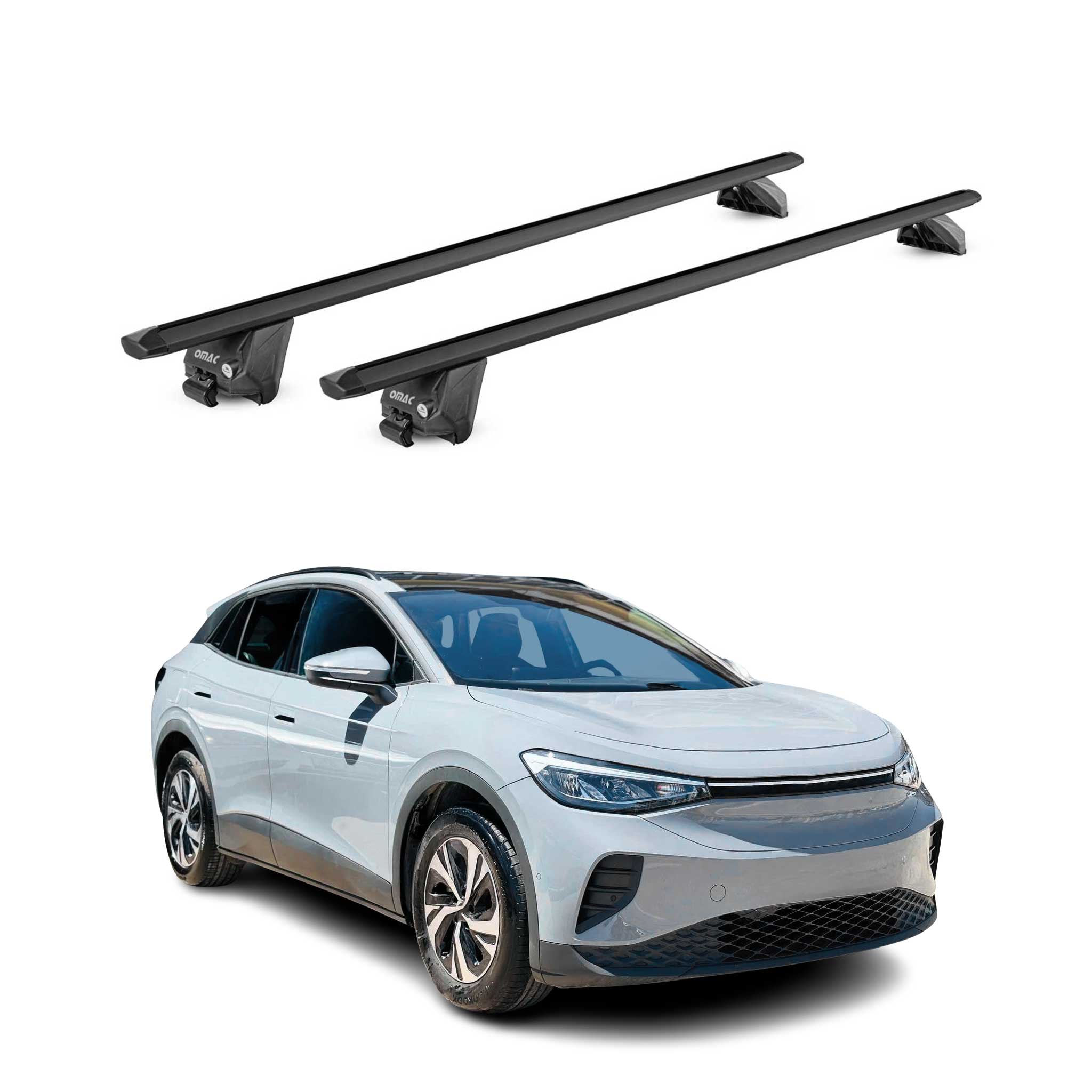 Barres de toit transversales pour VW ID4 2021-2026 Alu Noir 2 pièces ABE