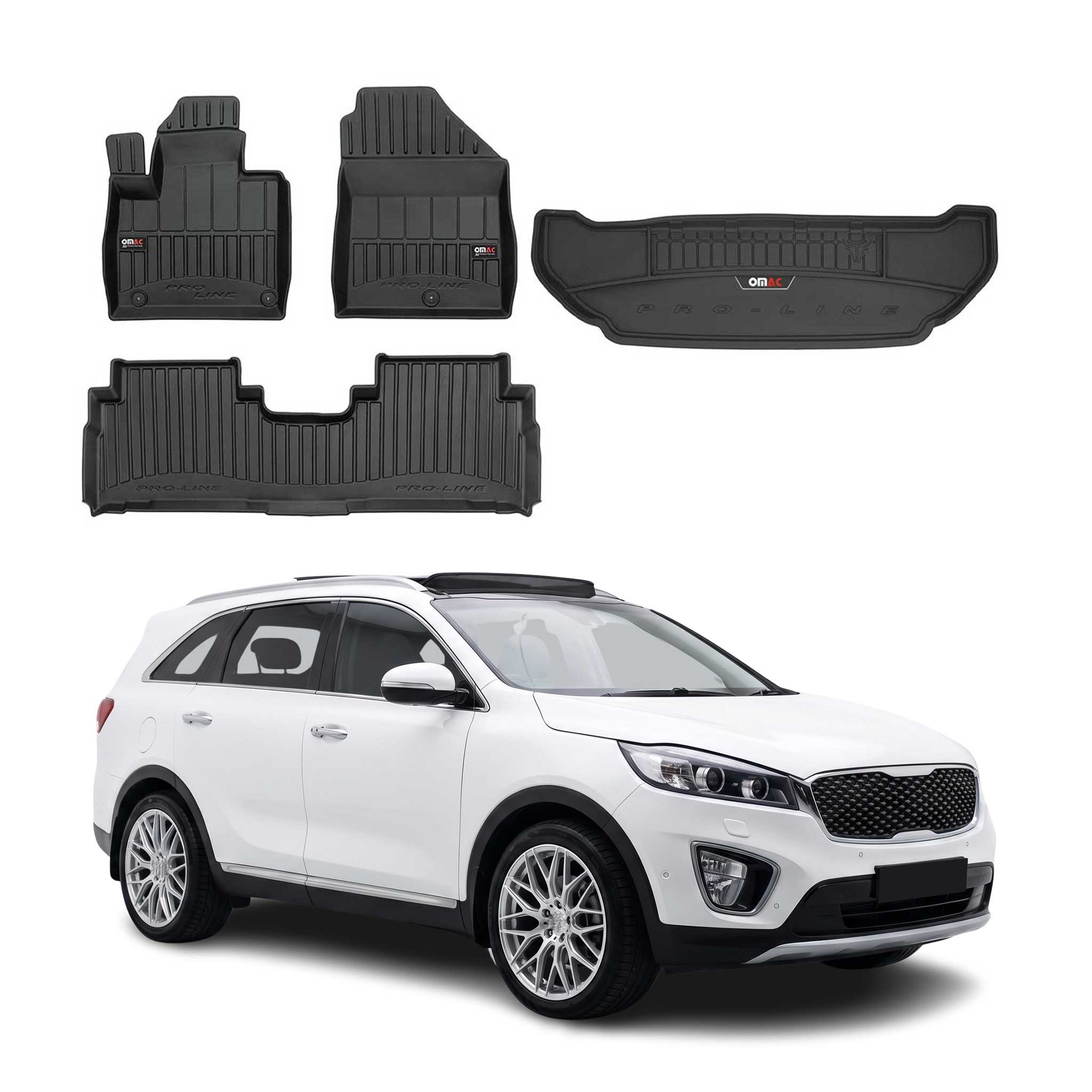 Kit Tapis de Sol et Coffre pour Kia Sorento 2015-2022 TPE Noir