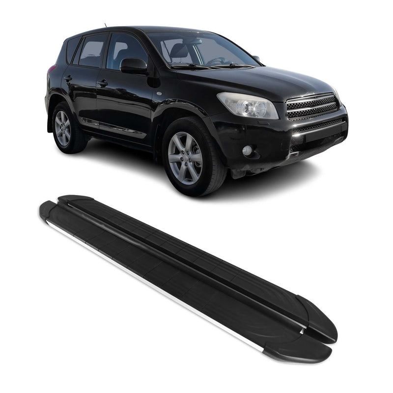 Marchepieds Latéraux pour Toyota RAV4 2013-2018 Aluminium Gris Noir 2Pcs