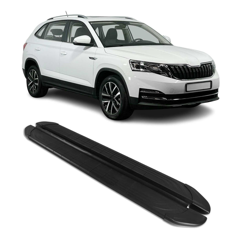 Marchepieds Latéraux Pédale pour Skoda Kamiq 2020-2025 Aluminium Noir 2 pièces