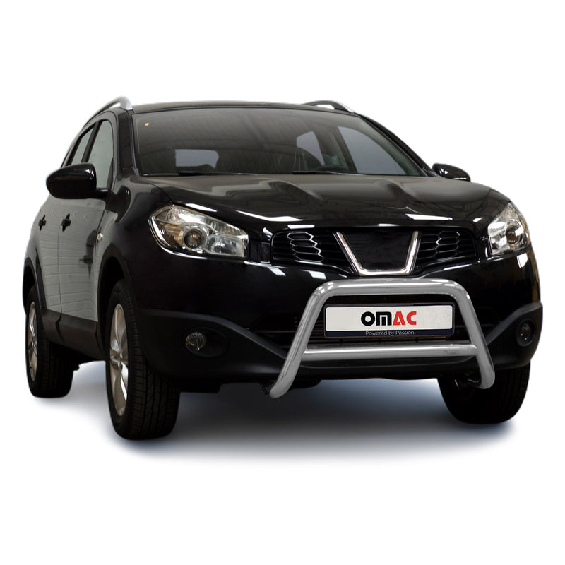 Pare-Buffle Avant Pour Nissan Qashqai +2 2010-2013 en Acier Inox Argent