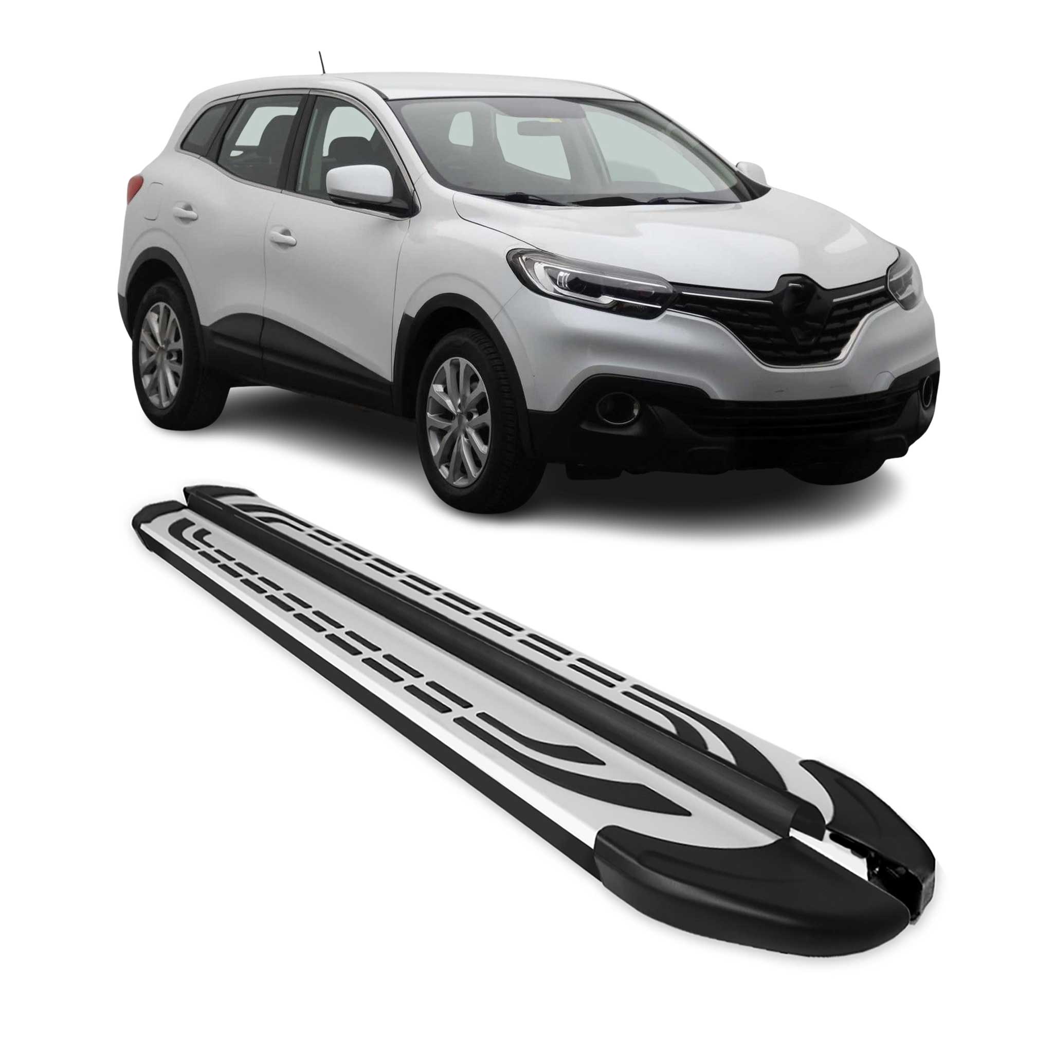 Marchepieds Latéraux pour Renault Kadjar 2015-2022 Aluminium Gris Noir 2x