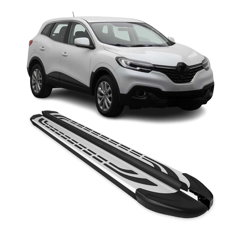 Marchepieds Latéraux pour Renault Kadjar 2015-2024 Aluminium Gris Noir 2x
